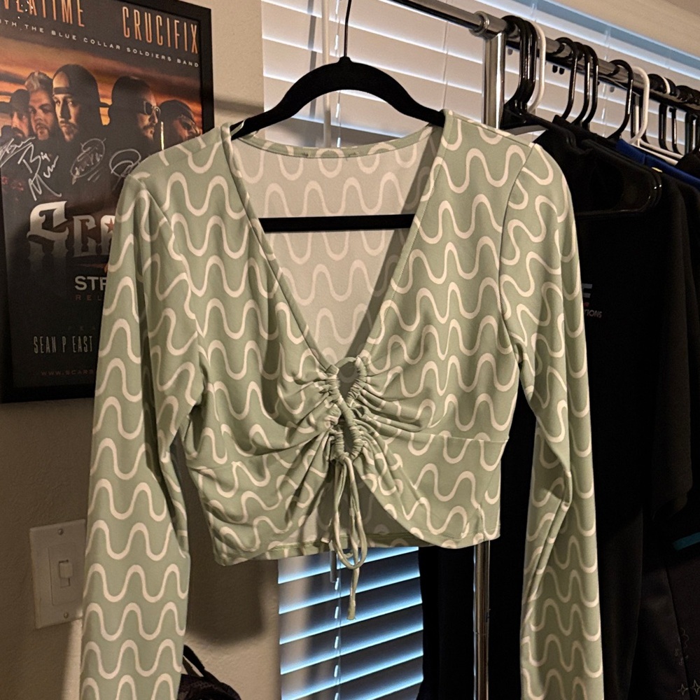 Green Patterned Women's Top